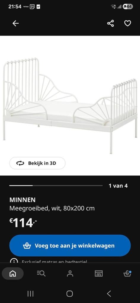 Meegroeibed Minnen Ikea, Kinderen en Baby's, Kinderkamer | Bedden, Ophalen, Zo goed als nieuw, 180 cm of meer, 70 tot 85 cm