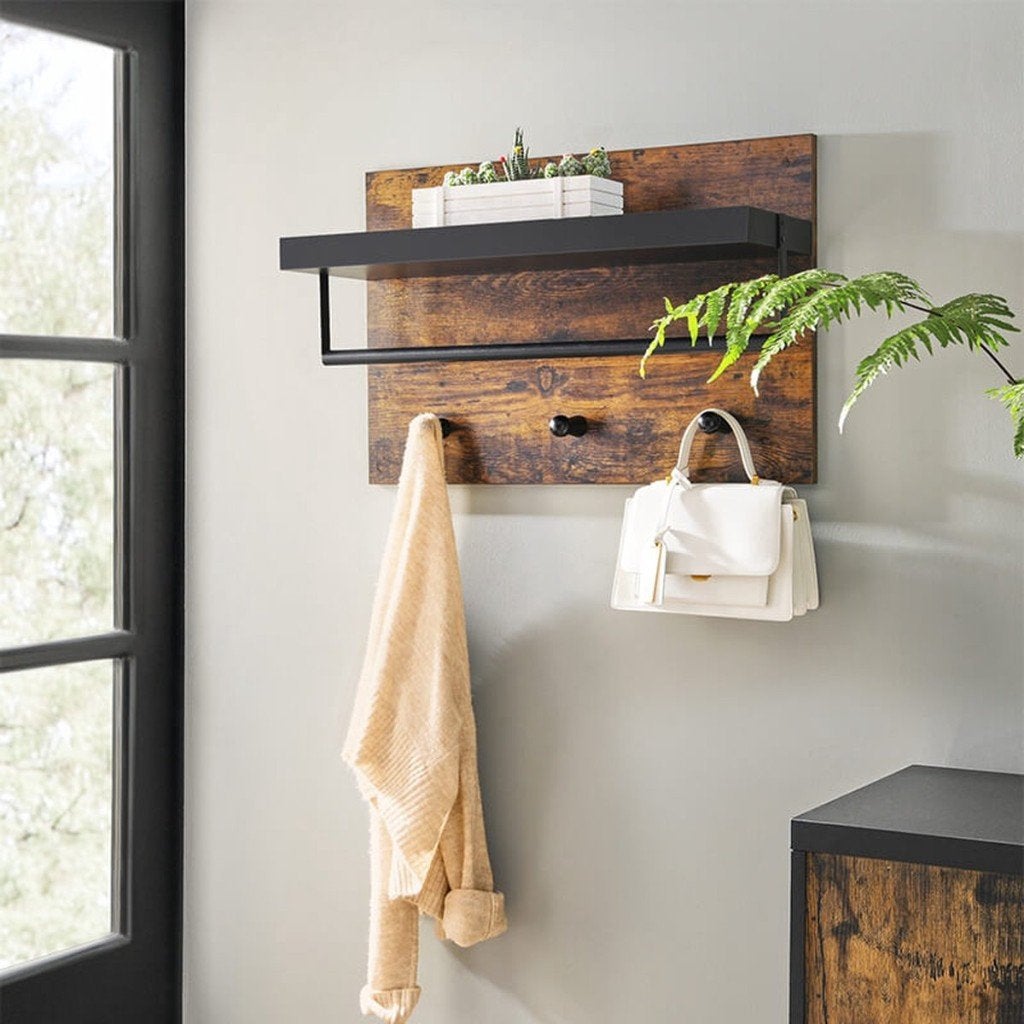 Néuwe Kapstok met Hoedenplank-60x40x21cm-Bruin, Wandkapstok, Nieuw, Ophalen of Verzenden, Minder dan 100 cm