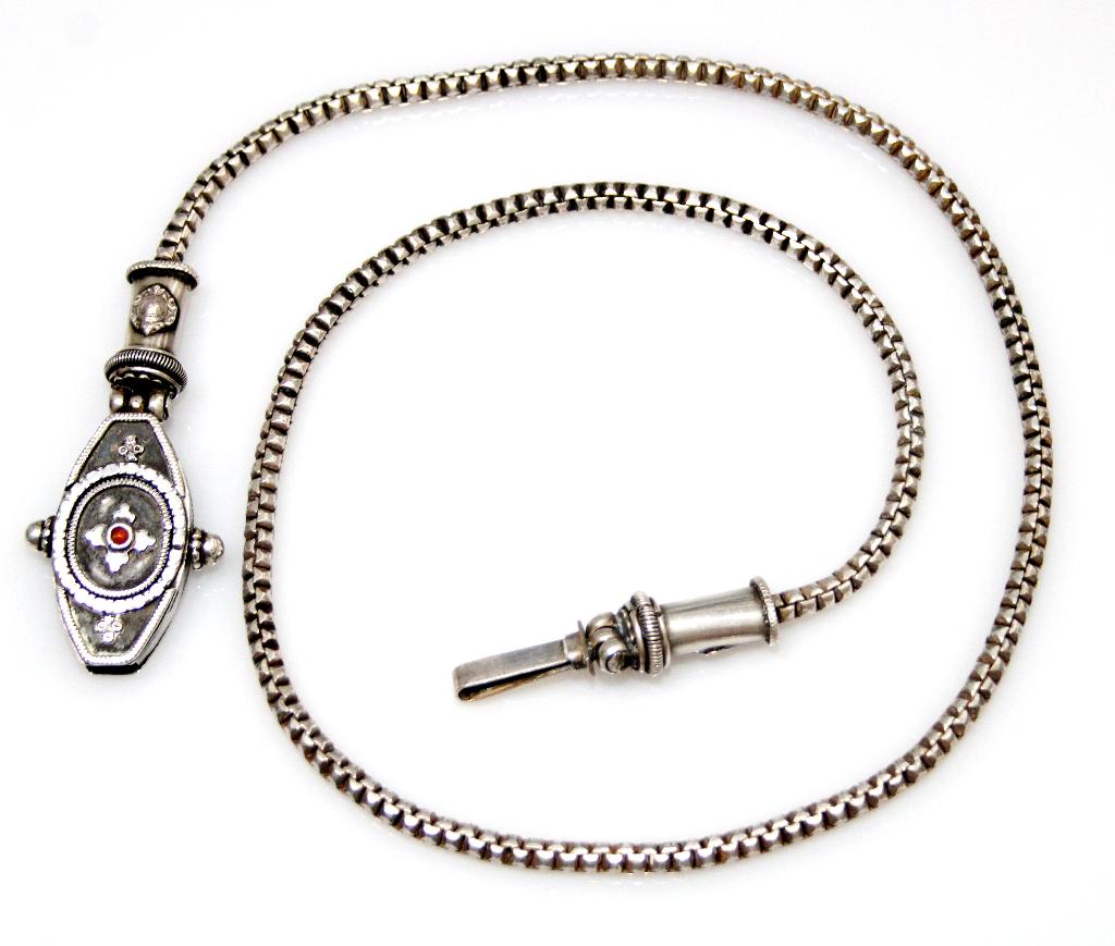 Antieke Zilver Bloedkoraal Riem Kerala Zuid-India Ketting, Antiek en Kunst, Ophalen of Verzenden, Zilver