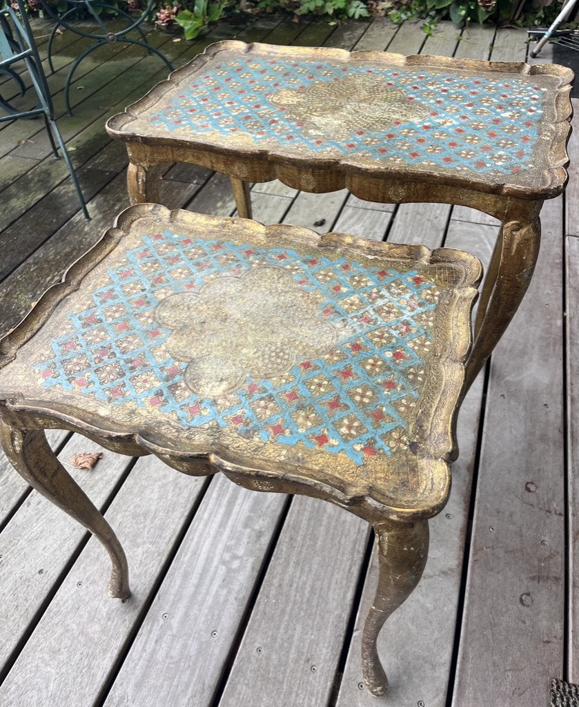 Florentijns bijzet tafeltjes, Huis en Inrichting, 45 tot 60 cm, Minder dan 55 cm, Gebruikt, Ophalen of Verzenden