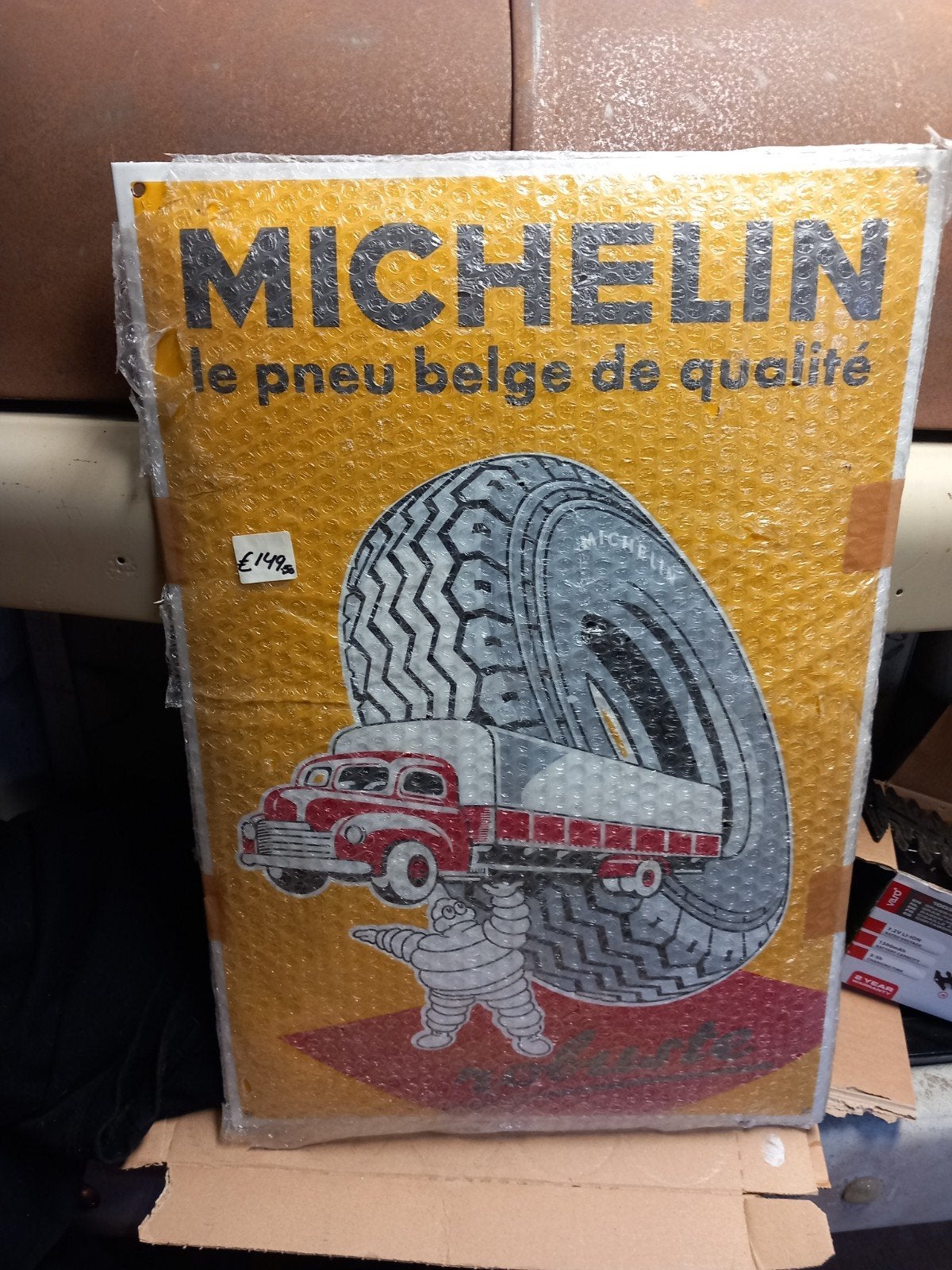 super mooi groot emaile bord  Michelin  banden. met mooie  t, Ophalen of Verzenden, Zo goed als nieuw, Reclamebord