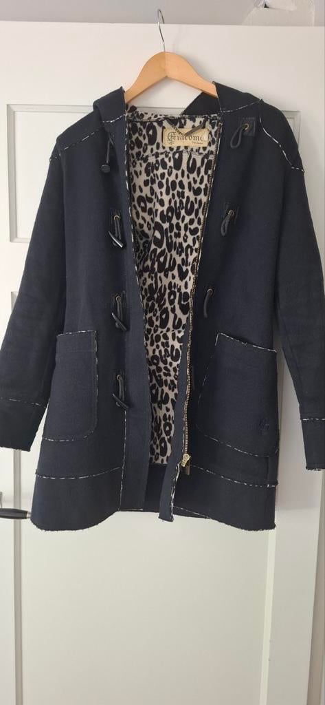 Giacomo Duffle Coat met Luipaardprint Voering, Maat 38/40 (M), Blauw, Ophalen of Verzenden, Zo goed als nieuw