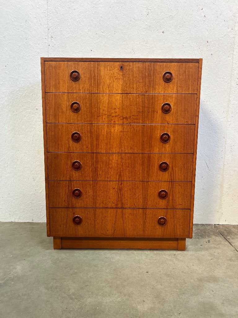Vintage teakhouten ladekast, Zweden 1970's, Huis en Inrichting, Ophalen, Gebruikt, 5 laden of meer, 100 tot 150 cm
