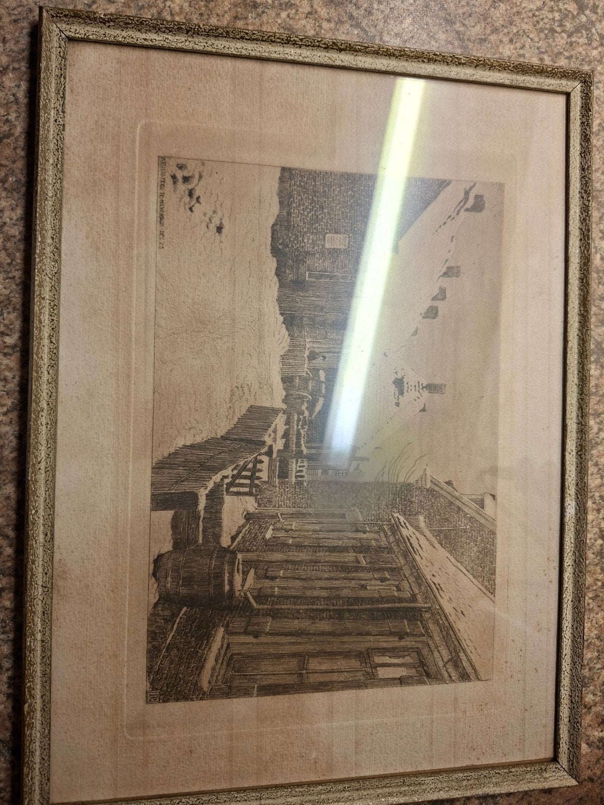Stadsgezicht Ets - 30x23 cm, Antiek en Kunst, Ophalen of Verzenden, Stadsgezicht, Ets