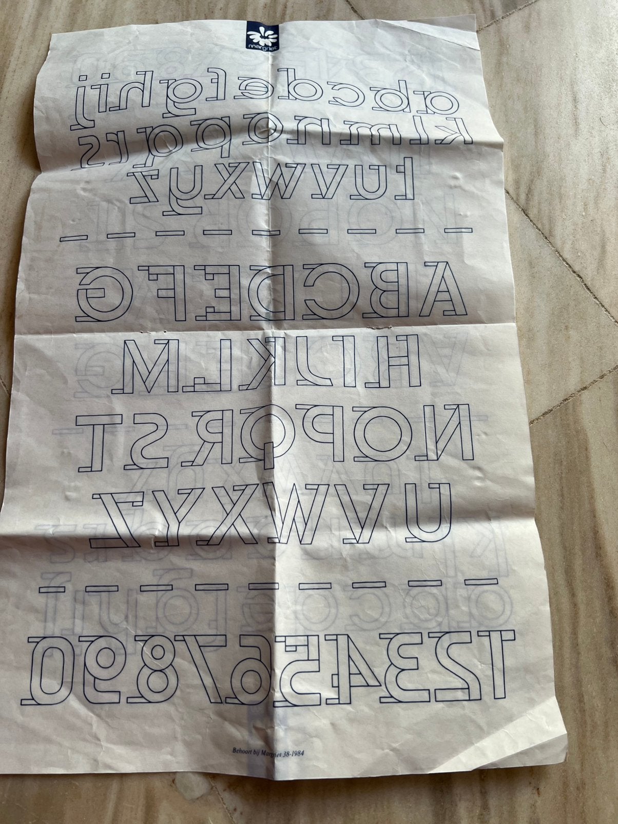 Vintage Borduur patroon Strijk Opdruk Letters , Margriet1984, Ophalen of Verzenden, Zo goed als nieuw, Patroon