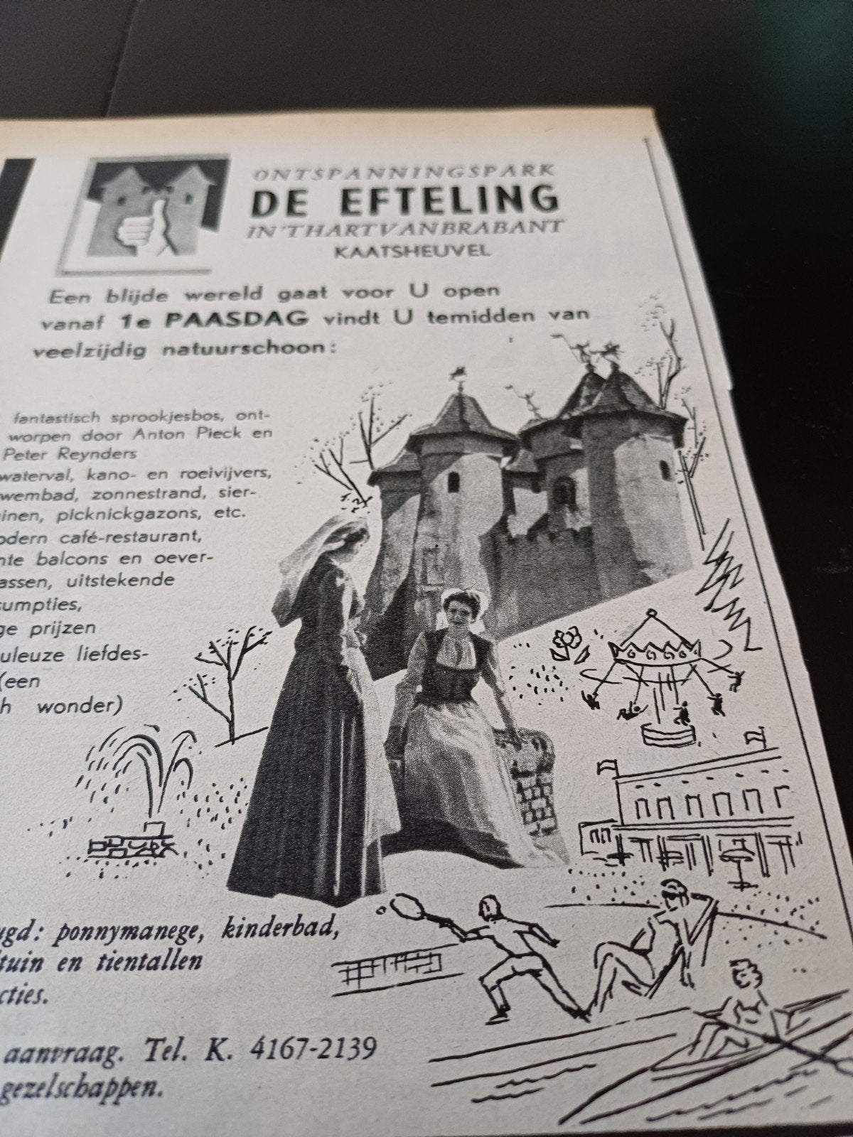 advertentie van de Efteling  pasen 1954, Ophalen of Verzenden, Gebruikt, Overige typen