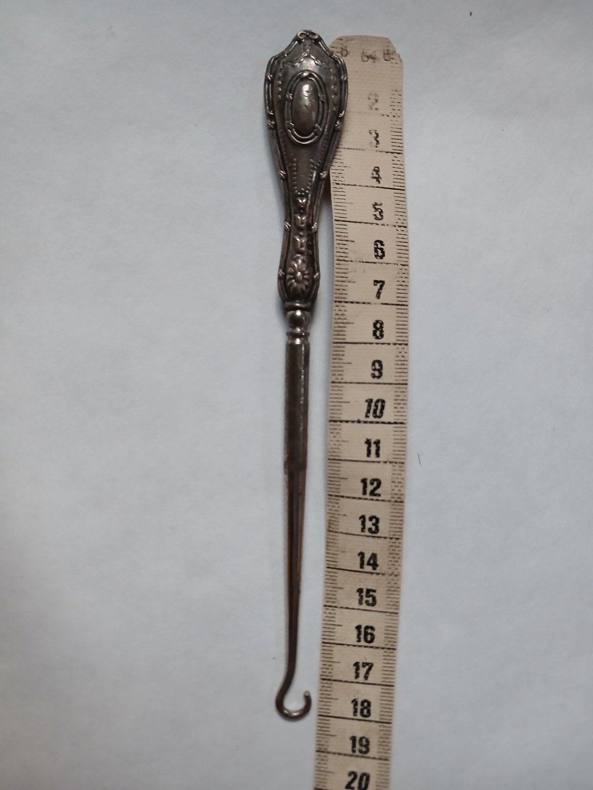 antiek zilver veterhaak corsethaak knopenhaak knoophaakje, Ophalen, Zilver