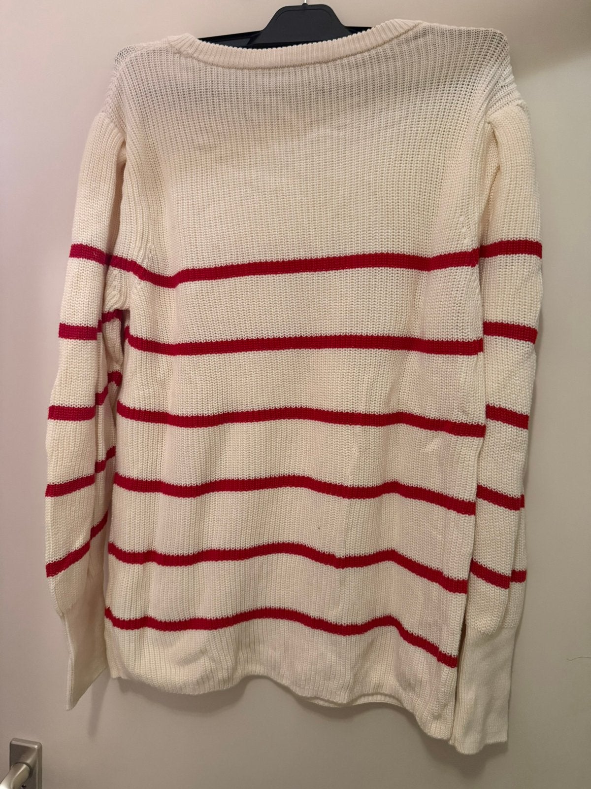 Set trui gestreept rood ecru maat 44, Kleding | Dames, Truien en Vesten, Ophalen of Verzenden, Zo goed als nieuw, Maat 42/44 (L)