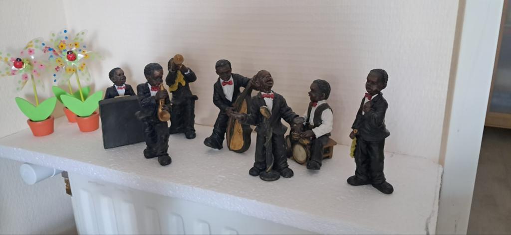 Jazzband Beeldjes - Decoratieve Muzikanten Set, Groep mensen, Minder dan 20 cm, Ophalen of Verzenden, Handgemaakt