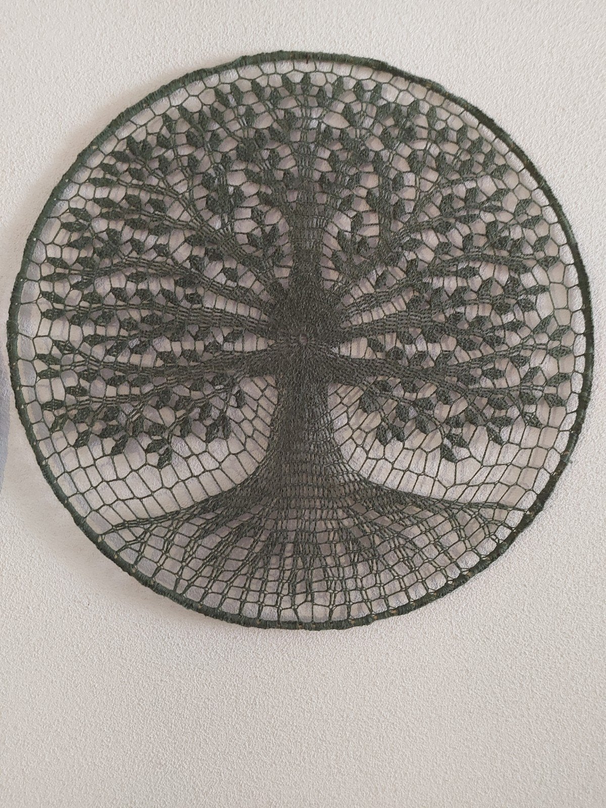 Mooie gehaakte mandala 'Levensboom' - 60cm doorsnede, Groen, Boho, Nieuw, Ophalen of Verzenden