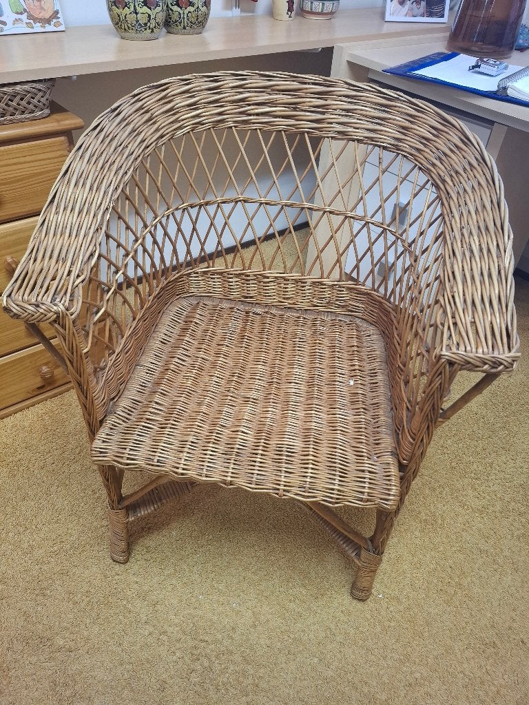 Rieten stoeltje, Huis en Inrichting, Stoelen, Ophalen, Gebruikt, Bruin, Riet of Rotan