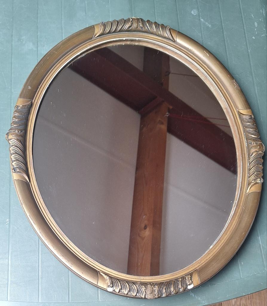 Spiegel, Antiek en Kunst, Ophalen, Ovaal, Minder dan 50 cm, Minder dan 100 cm
