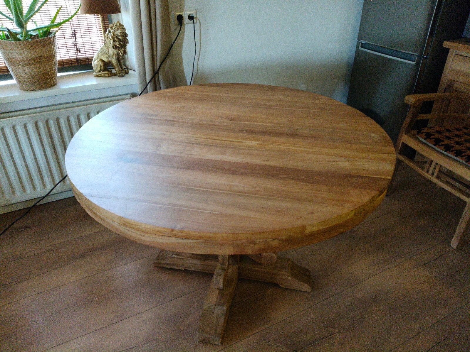 Ronde Teak Eettafel (1m20) - Zo goed als nieuw, Ophalen of Verzenden, Zo goed als nieuw, 100 tot 150 cm, 100 tot 150 cm
