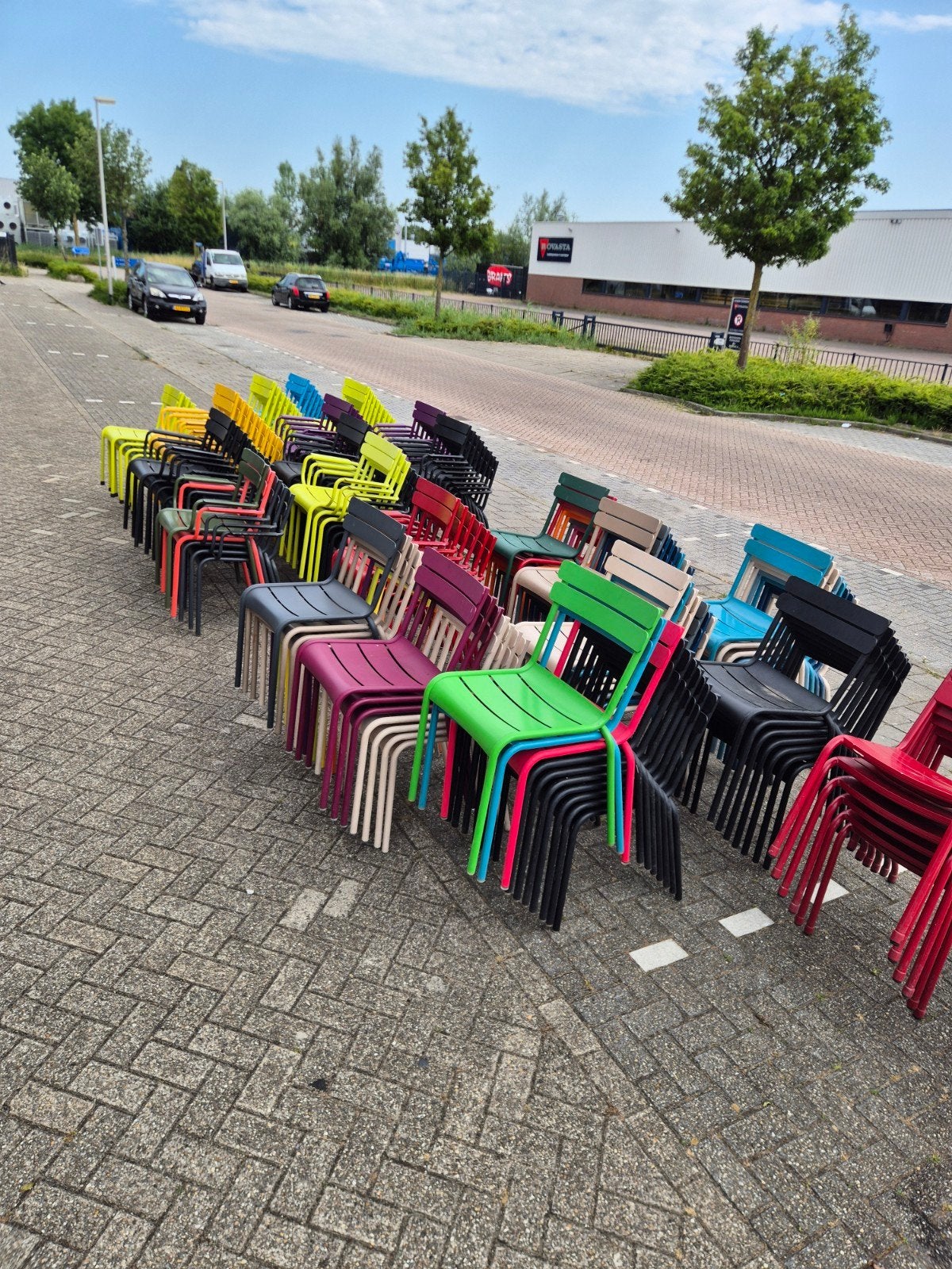 Ruime aanbod gebruikte fermob Luxembourg stoelen/tafels, Ophalen, Gebruikt, Kunststof