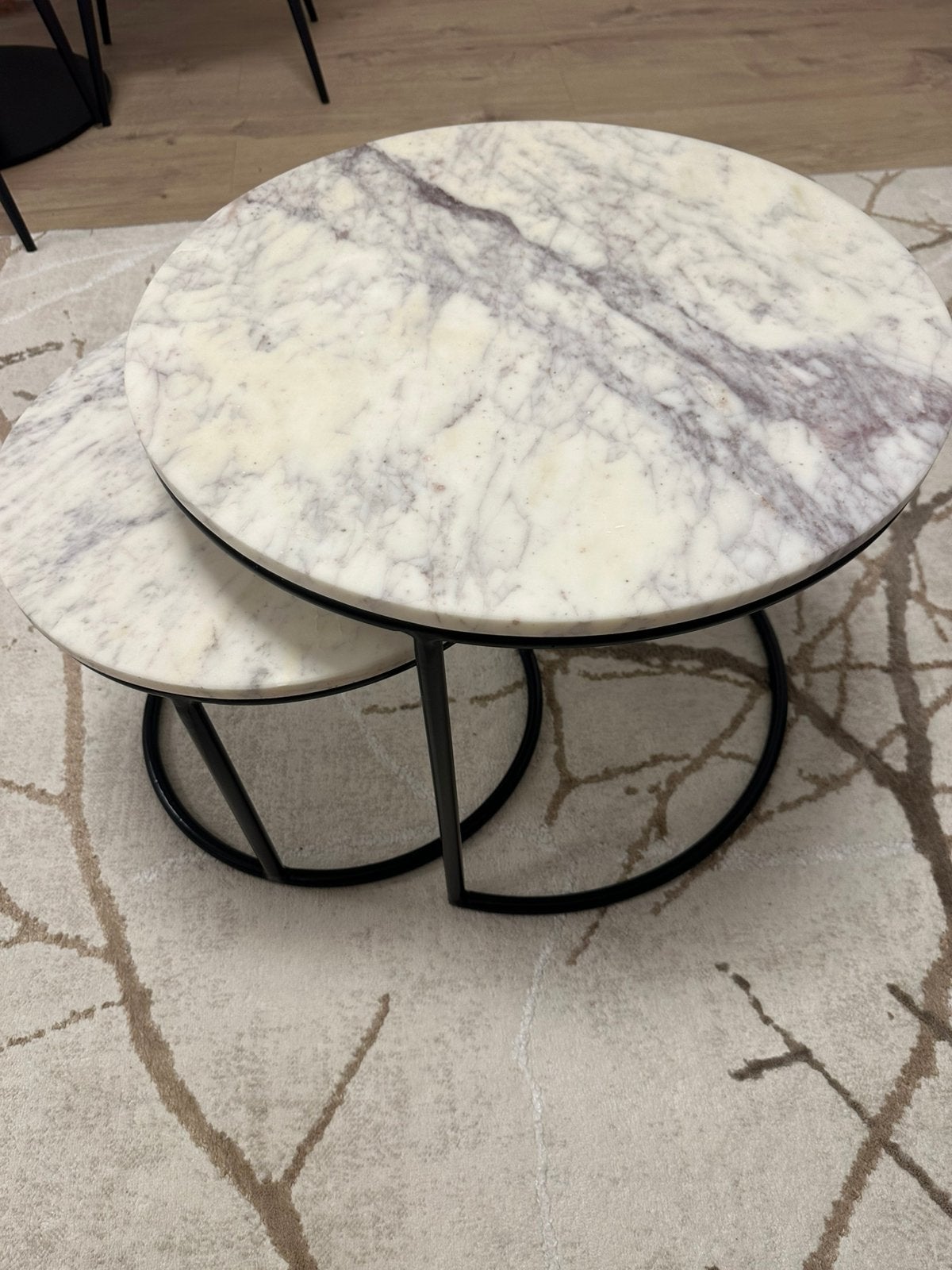 Marmer salon tafel, Ophalen, Zo goed als nieuw, Rond, 50 tot 100 cm