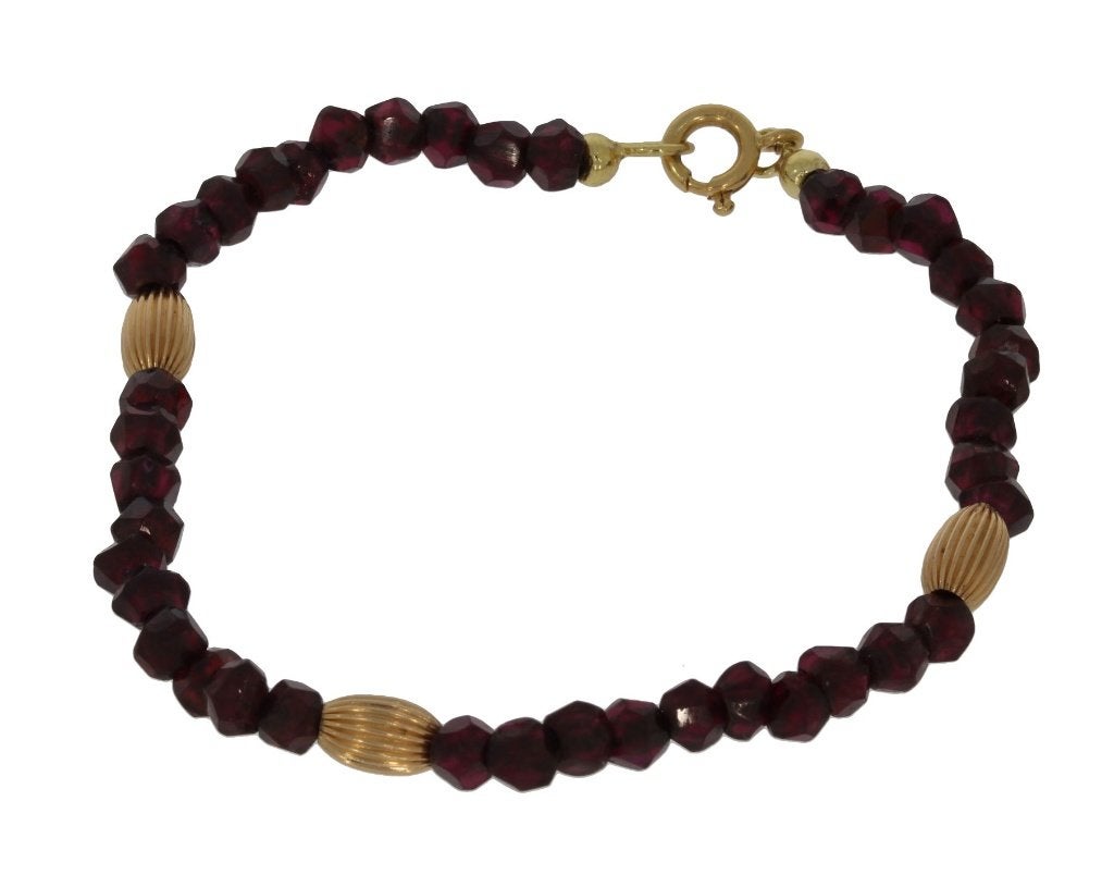 Granaat antieke armband 14k slot goud bollen dame meisje