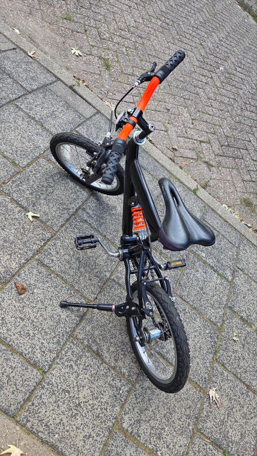 Kinderfiets 16 inch met vering en handremmen, Ophalen, Gebruikt, Velgrem, Minder dan 16 inch