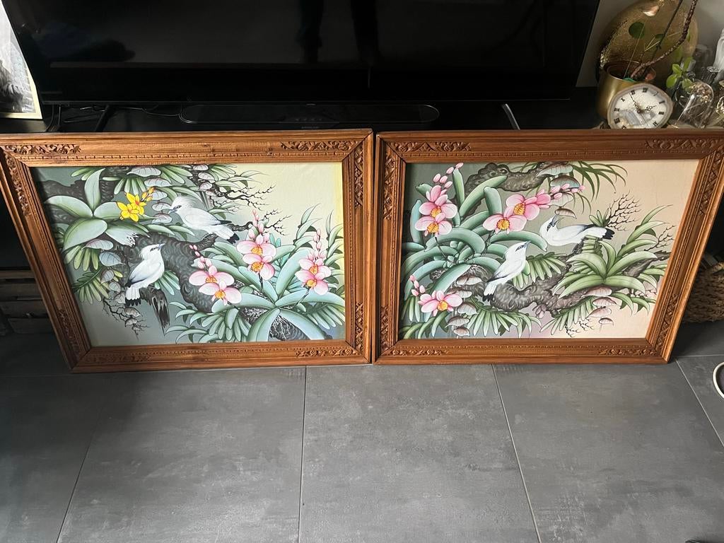 Set van 2 handgeschilderde Balinese schilderijen, Ophalen