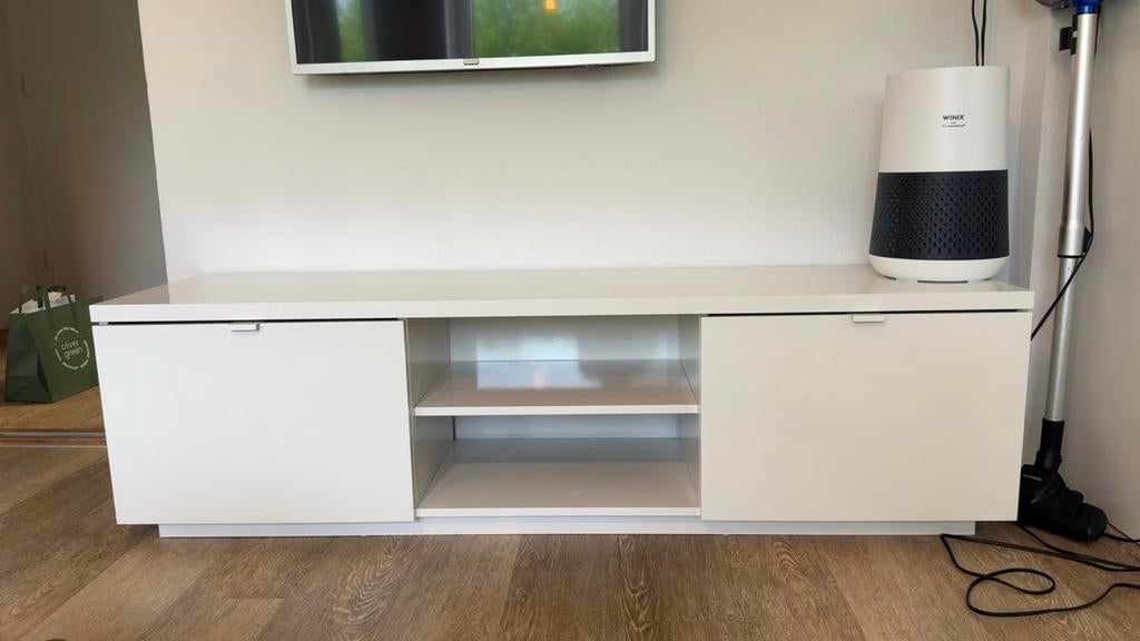 Ikea BYÅS TV-meubel, hoogglans wit, 160x42x45 cm, Huis en Inrichting, Kasten | Televisiemeubels, 150 tot 200 cm, Ophalen of Verzenden