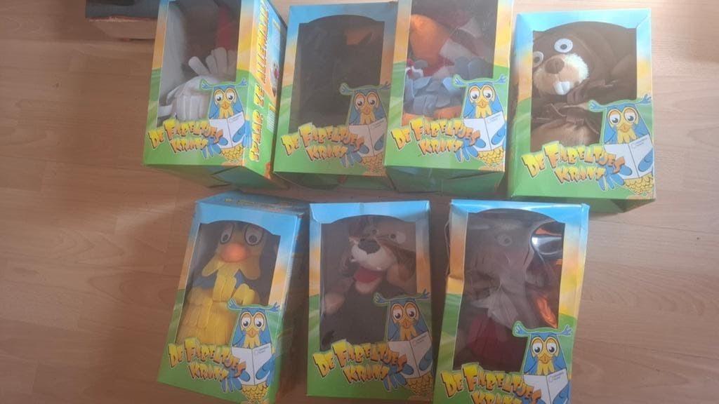 10 Fabeltjeskrant handpoppen 7 x originele doos Complete set, Met doos, Overige merken, Overige karakters, Overige typen