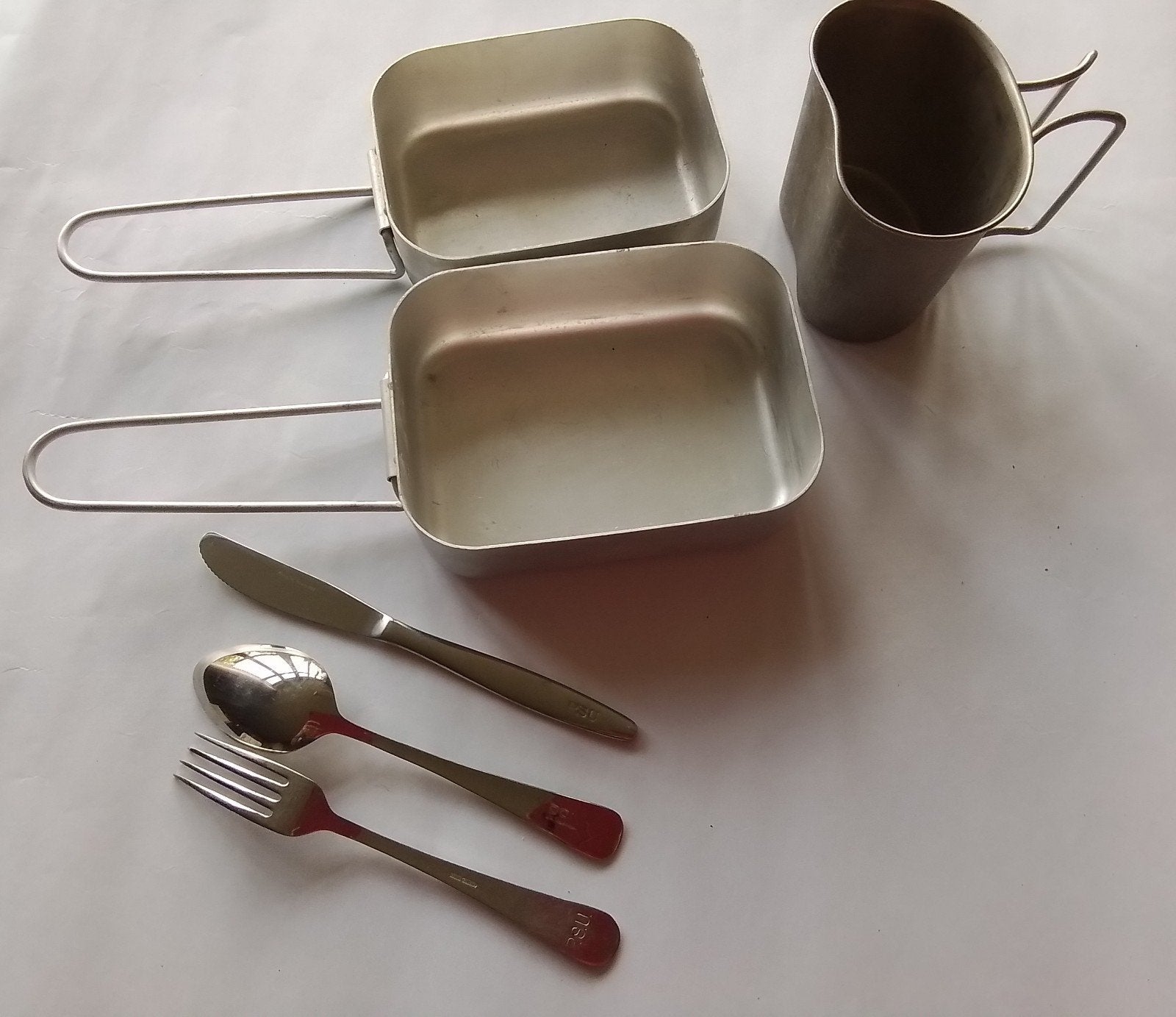 Militair eetgerei set - drinkbeker, pannen en bestek, Ophalen of Verzenden