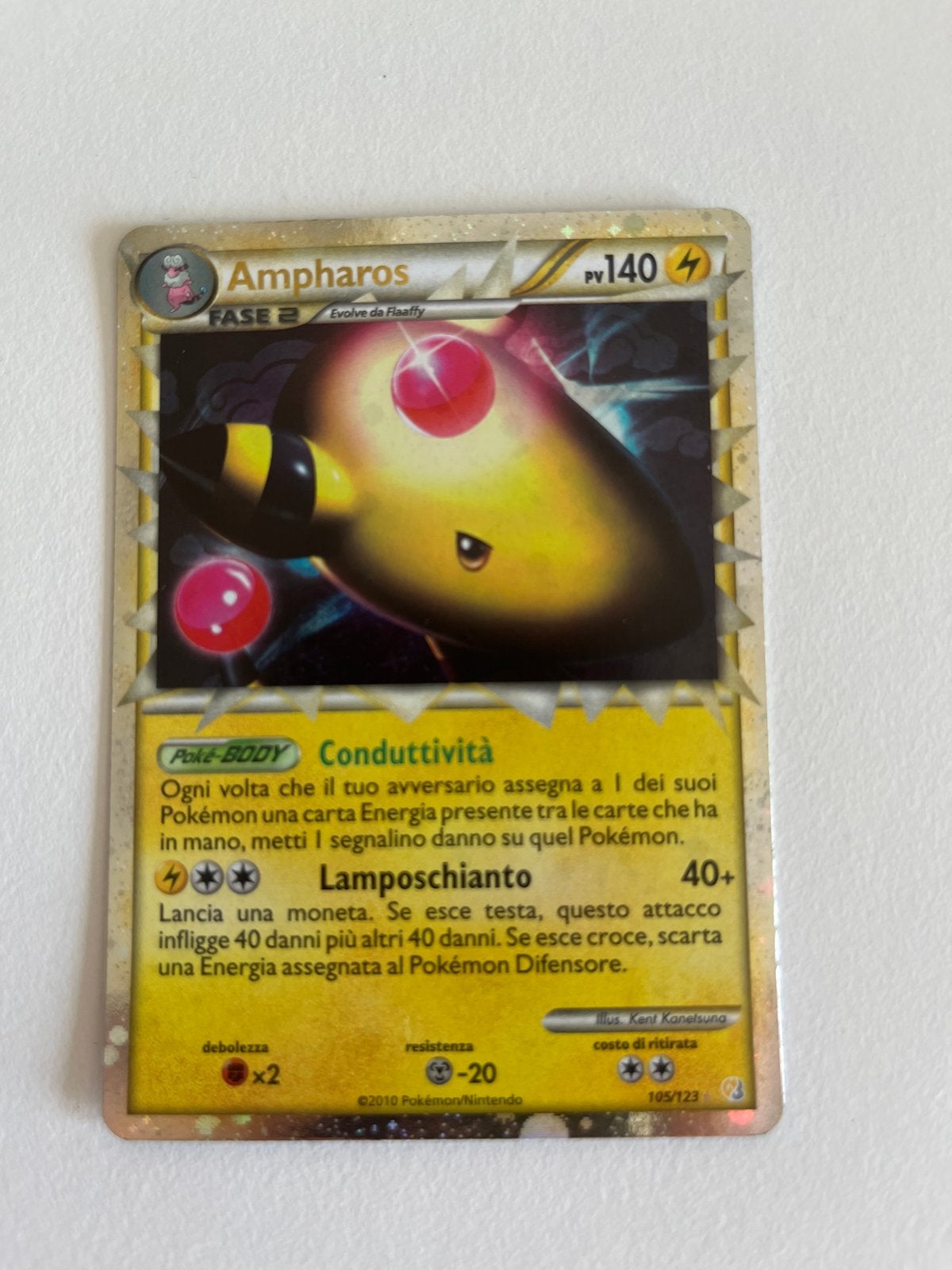 Ampharos Pokémon kaart NEAR MINT, Ophalen of Verzenden, Zo goed als nieuw, Losse kaart, Foil
