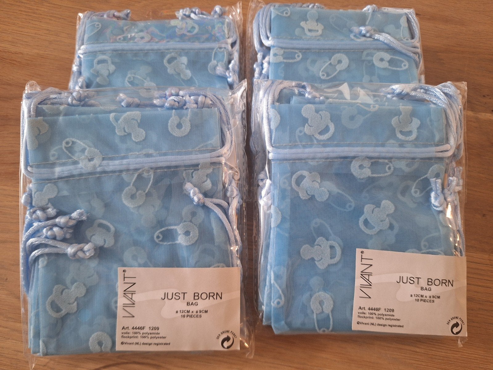 4x 10 Just Born bags van Vivant blauw, Ophalen of Verzenden, Nieuw, Kraamcadeau