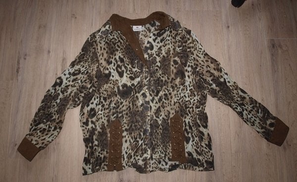 Kingfield Bruine Dierenprint Blouse (46), Bruin, Maat 46/48 (XL) of groter, Ophalen of Verzenden, Kingfield