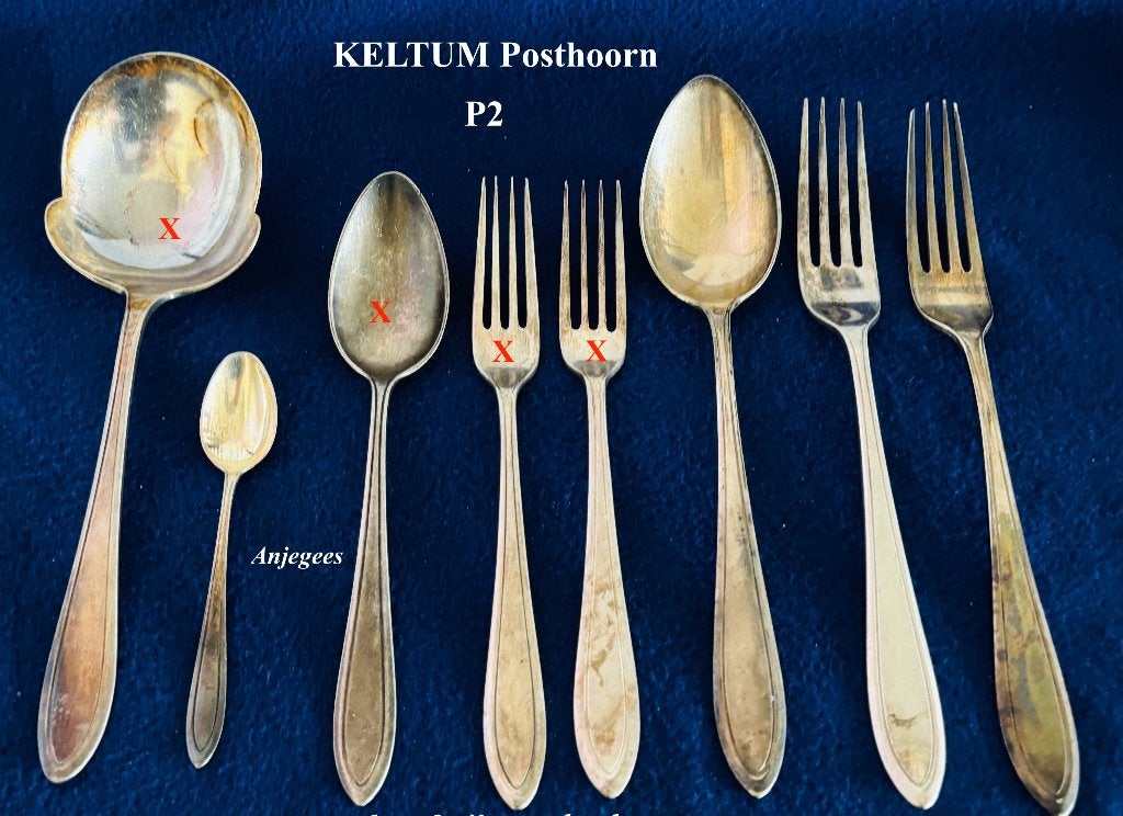 nog 4 delen € 25 Keltum Posthoorn P2  Puntfilet - Verzilverd, Ophalen