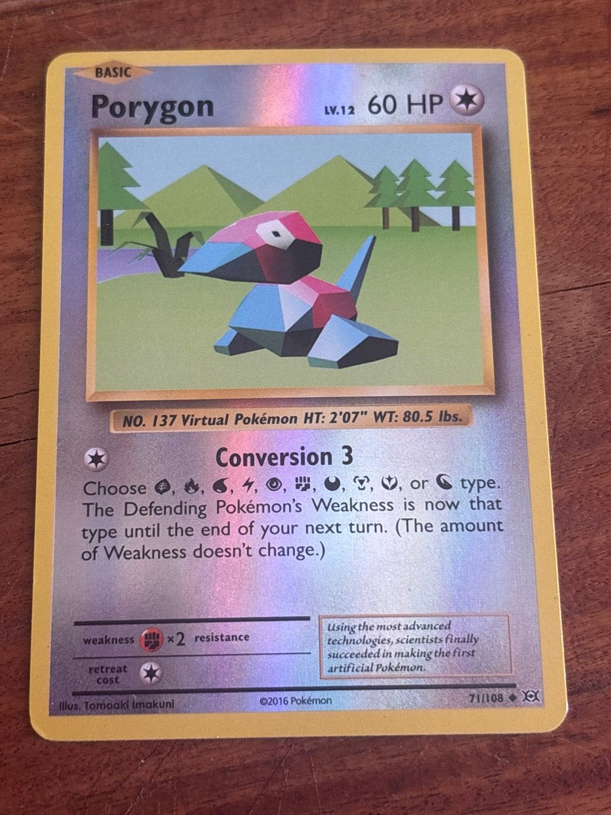 Porygon Pokémon kaart 71/108 XY Evolutions Holo, Ophalen of Verzenden, Zo goed als nieuw, Losse kaart, Foil