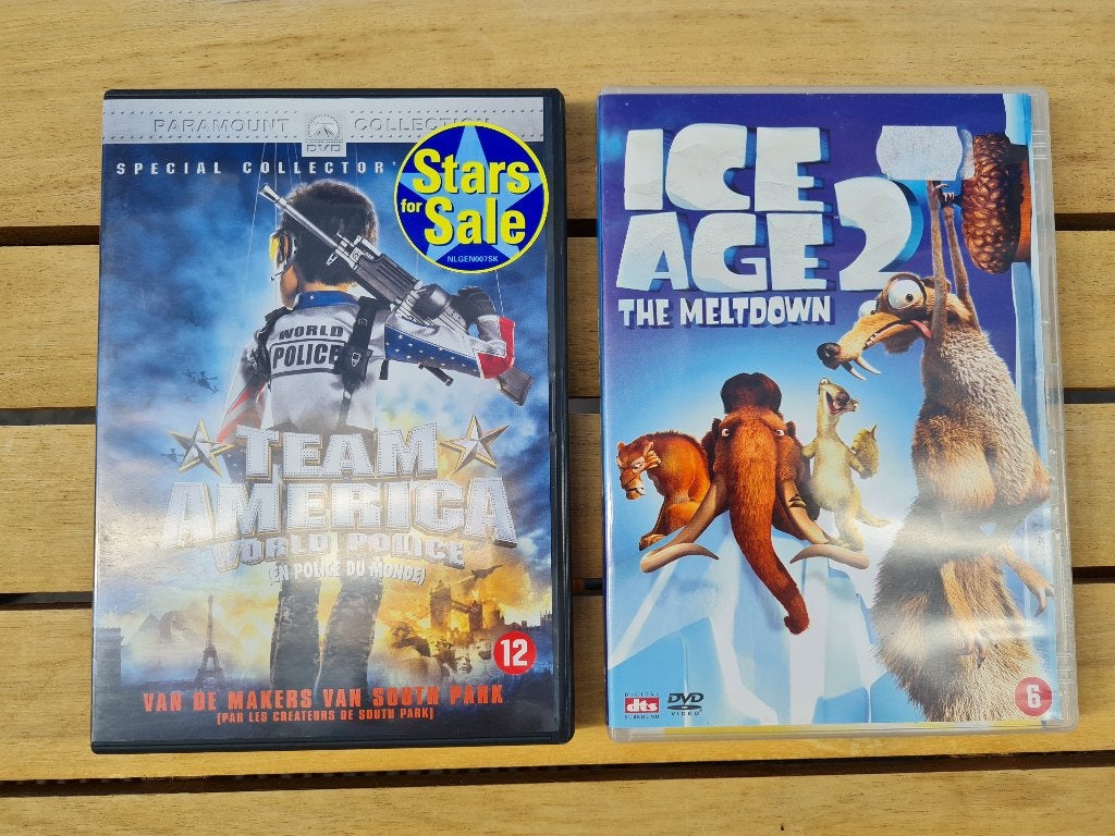Team America World Police DVD + Ice Age 2 DVD 2 stuks samen, Amerikaans, Nederlands, Ophalen of Verzenden, Zo goed als nieuw