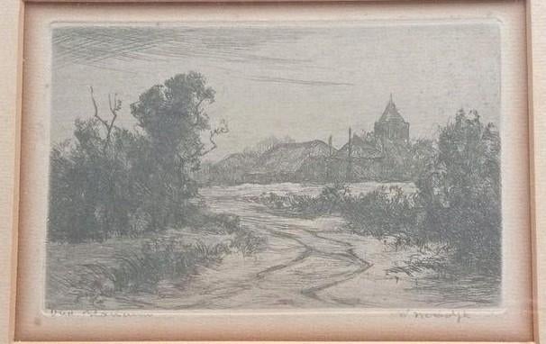 Willem Noordijk Ets Oud Blaricum, Ophalen of Verzenden