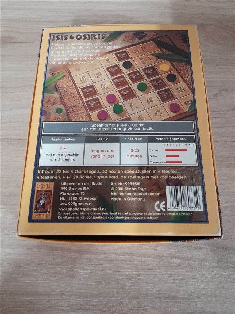isis en osiris - 999 games - s4320, Hobby en Vrije tijd, Gezelschapsspellen | Bordspellen, Verzenden, Zo goed als nieuw