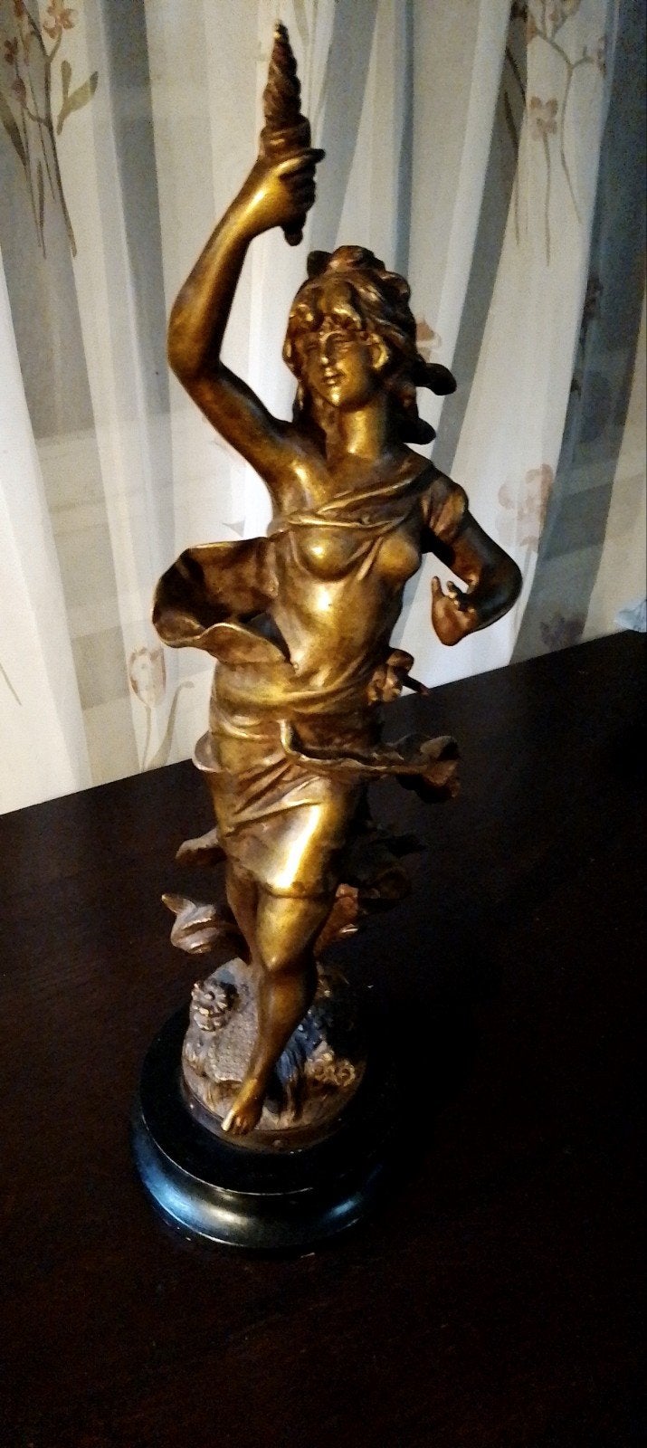 Bronzen beeld 'Marguerite' van Moreau, klassieke stijl, Antiek en Kunst, Ophalen of Verzenden