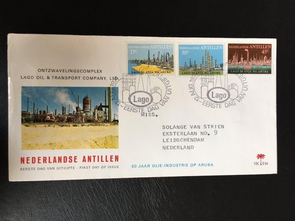 R1-E86 Antillen 1974 - FDC E86 - Olie-industrie - gelopen, Ophalen of Verzenden, Beschreven, Rest van de wereld