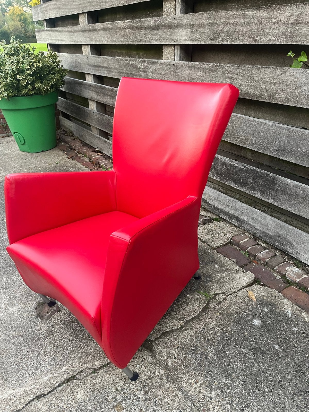Montis Windy fauteuil - Rood leder, Ophalen, Gebruikt, Leer, 75 tot 100 cm