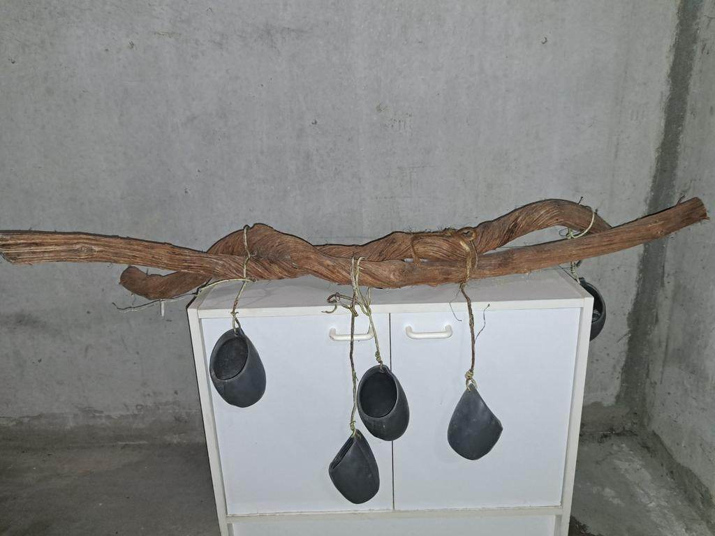 Decoratieve tak met hangende potjes, Huis en Inrichting, Woonaccessoires | Overige, Ophalen, Gebruikt
