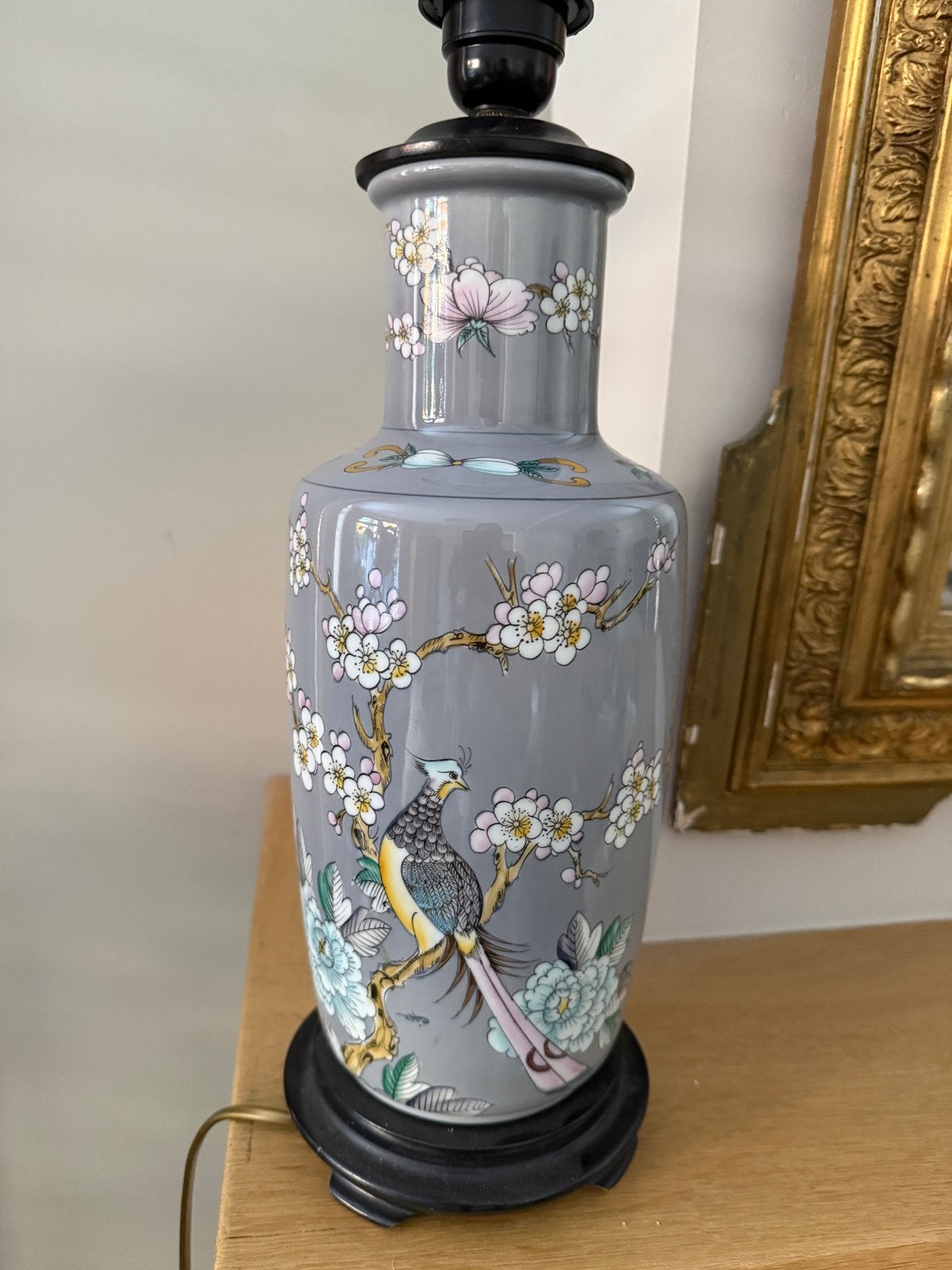 Prachtige Chinese lamp met vogel- en bloemmotieven, Verzenden, Zo goed als nieuw