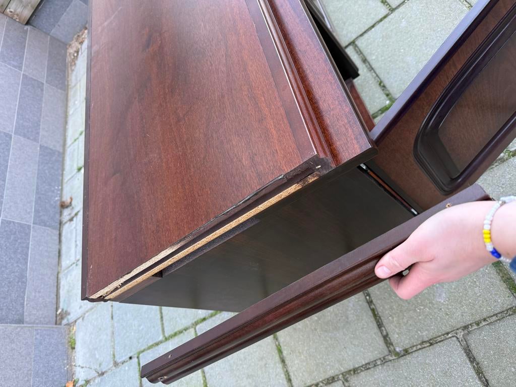 Tv meubel van kersenhout, Ophalen, Gebruikt, 100 tot 150 cm, Minder dan 100 cm