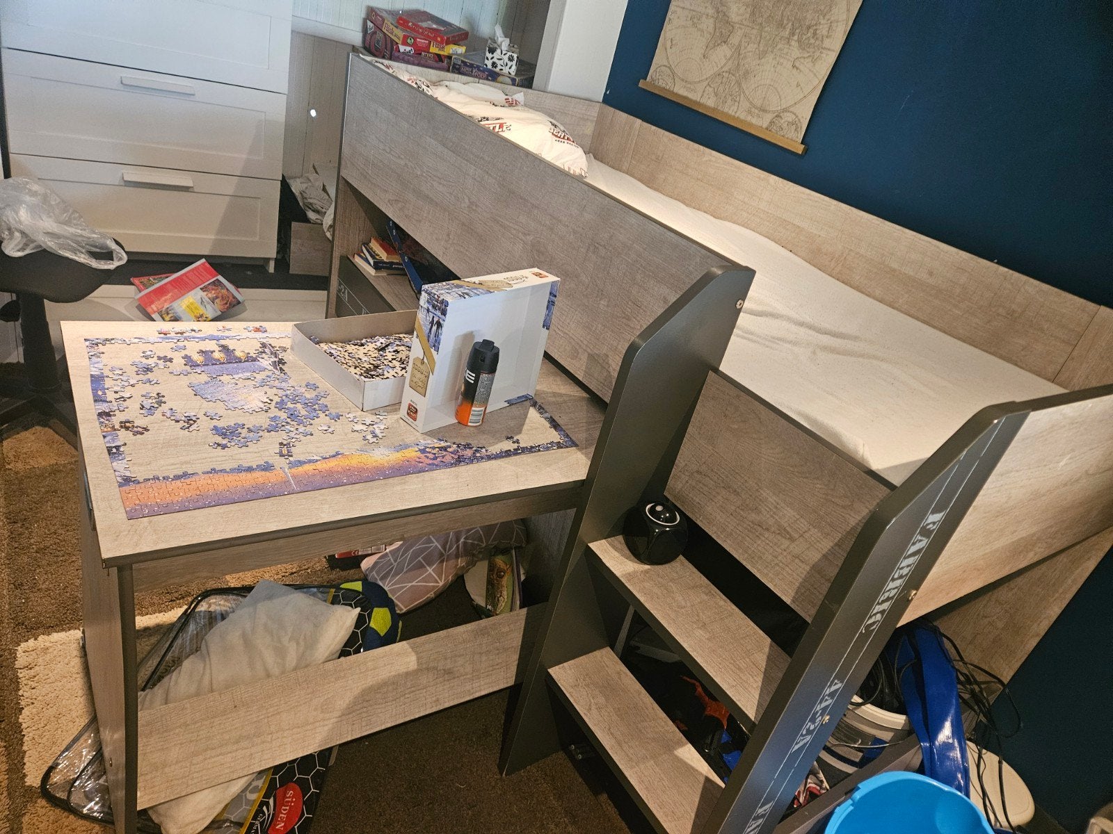 Halfhoogslaper met bureau en opbergruimte, Ophalen of Verzenden