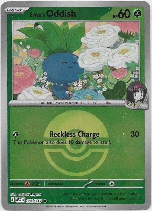 Ascended Heroes,  Erika's Oddish [rev. ball] 1/217, Verzenden, Nieuw, Losse kaart
