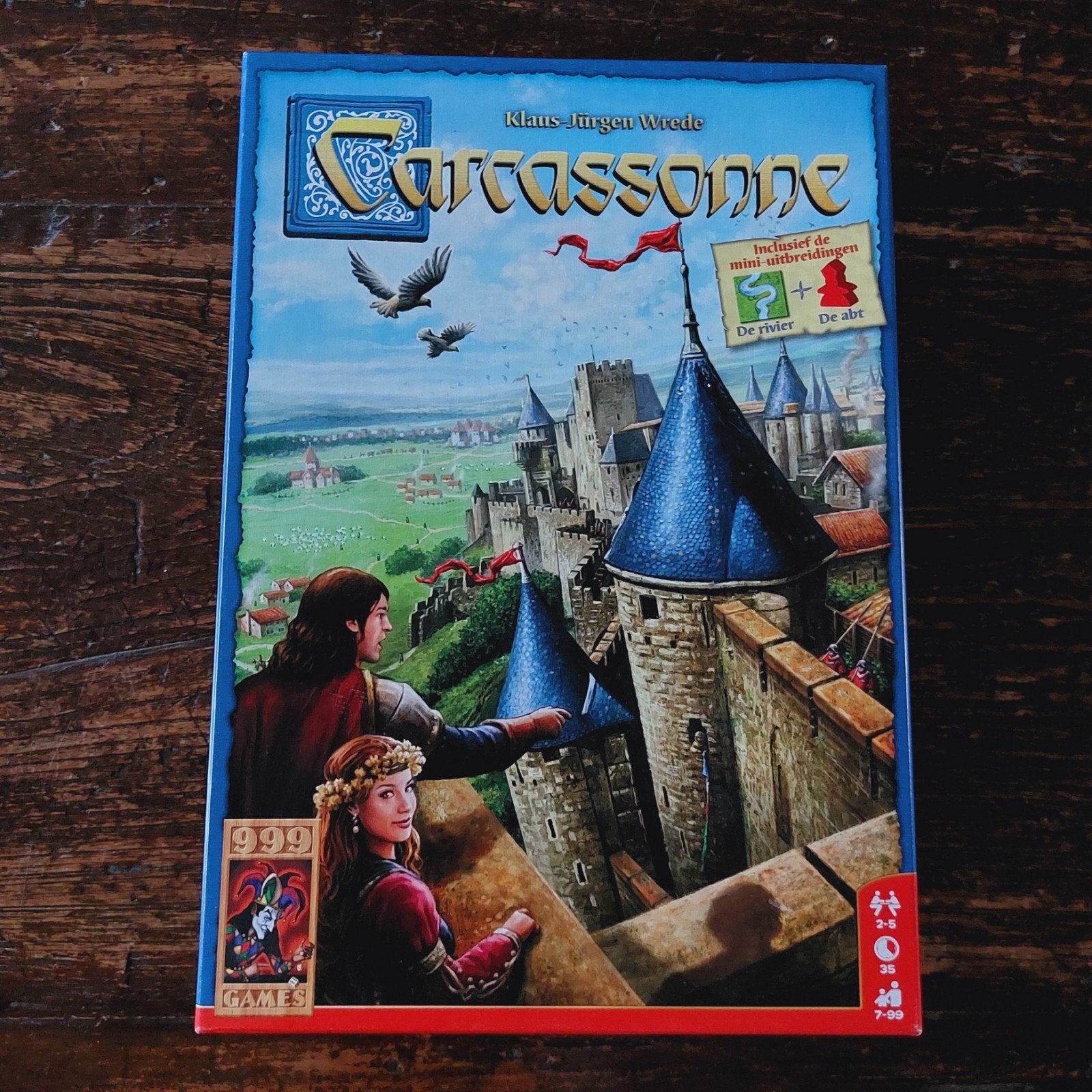 Carcassonne bordspel - Inclusief mini-uitbreidingen, Een of twee spelers, Ophalen of Verzenden, Zo goed als nieuw, 999 Games