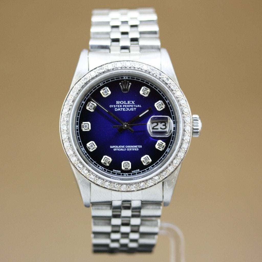 Rolex Datejust 36 16030 Diamonds, Sieraden, Tassen en Uiterlijk, Staal, Gebruikt, Polshorloge, Ophalen of Verzenden