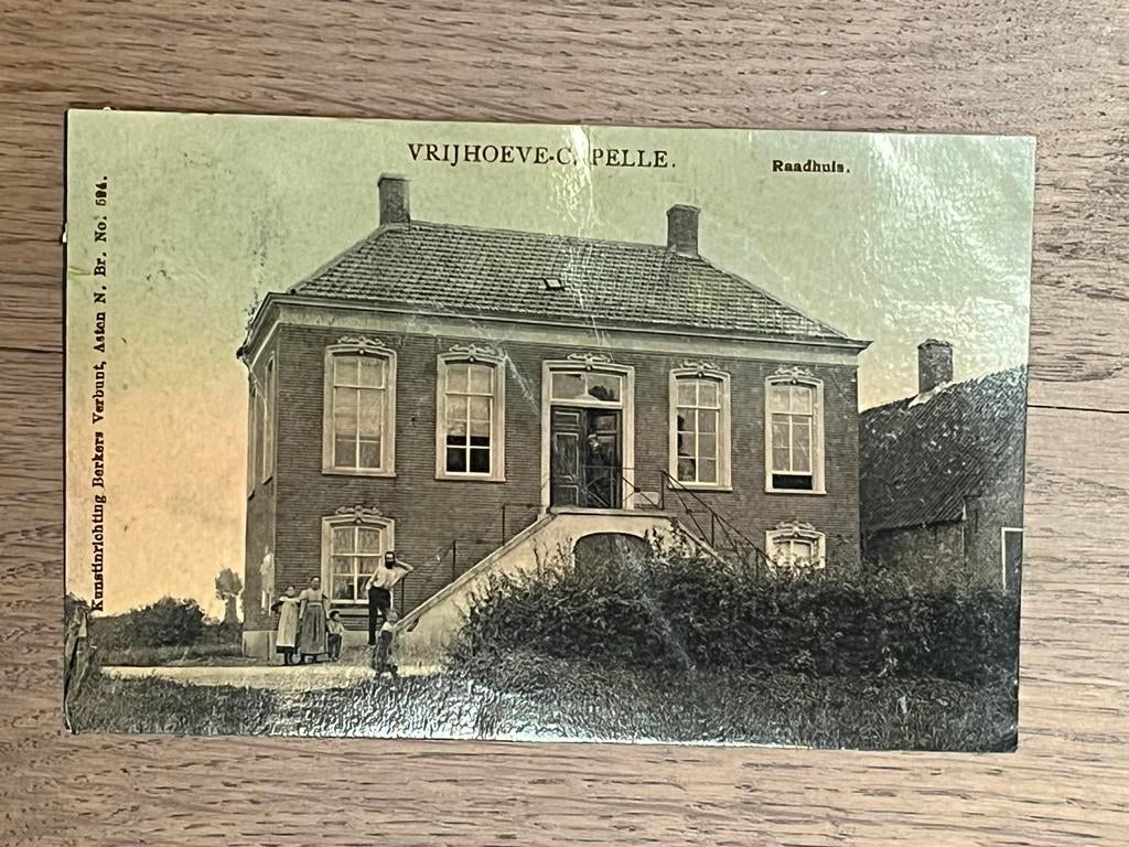 Oude ansichtkaart Vrijhoeve-Capelle Raadhuis Berkers Verbunt, Ophalen of Verzenden, Voor 1920, Gelopen, Noord-Brabant