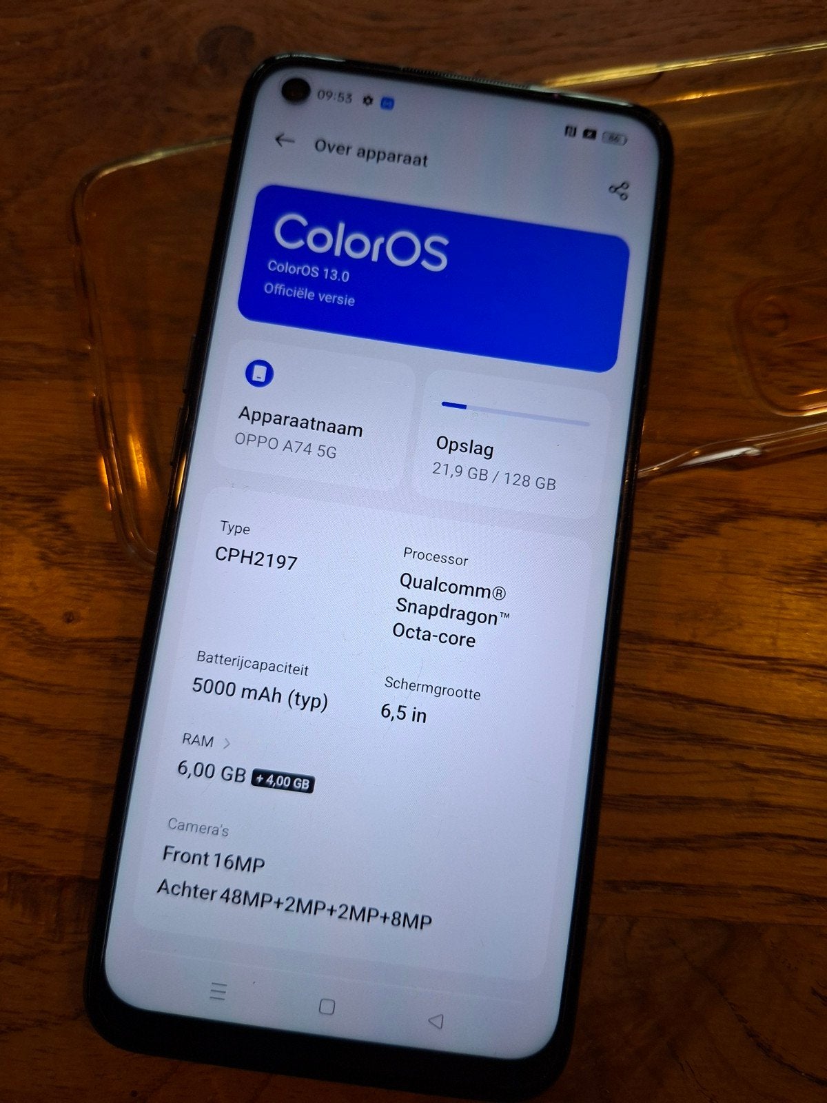 nette OPPO A74 5G - 128G, Ophalen, Blauw, Zo goed als nieuw, Zonder simlock
