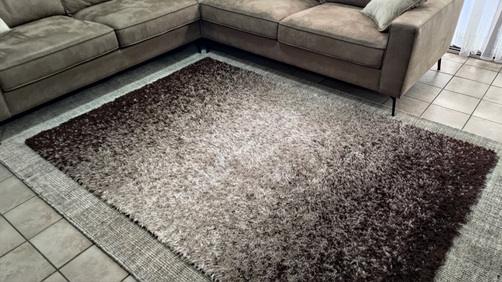 Zacht vloerkleed met kleurverloop - bruin/beige 160-230, Gebruikt, Shaggy, Modern, Gradient, 150 tot 200 cm, 200 cm of meer