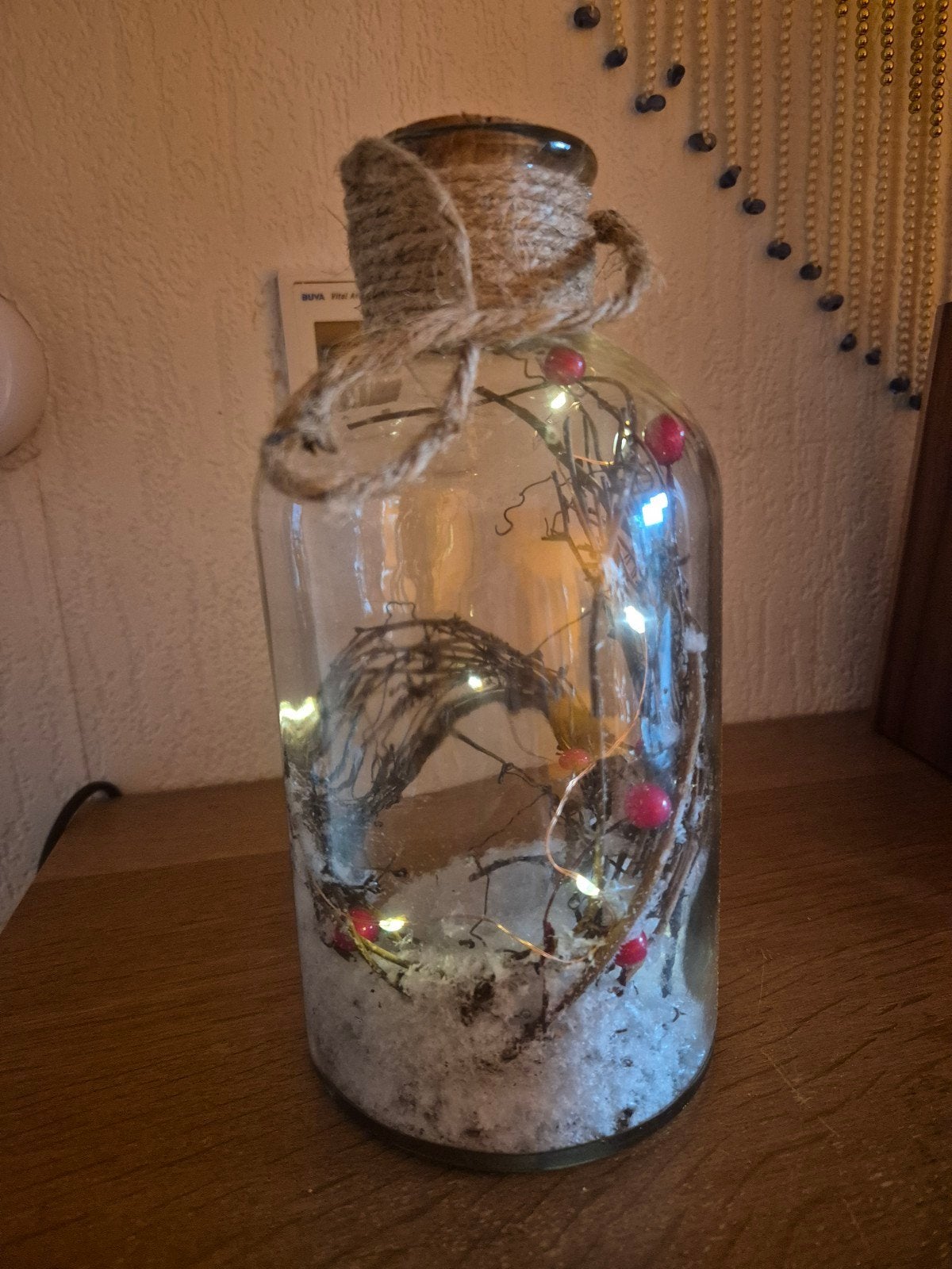 glazen fles met kerstverlichting, Ophalen of Verzenden, Zo goed als nieuw