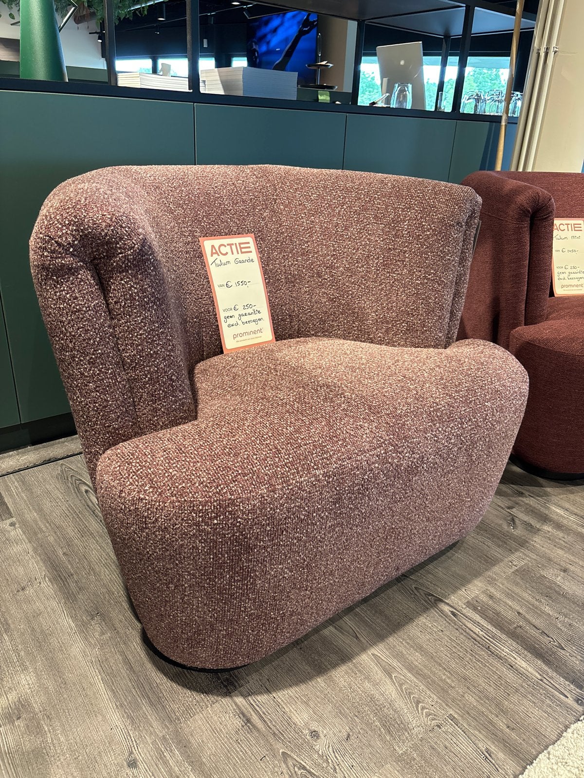 PROMINENT PURMEREND. Bijzet fauteuil Tulum Grande., Huis en Inrichting, Nieuw, 75 tot 100 cm, Ophalen of Verzenden, 100 tot 125 cm
