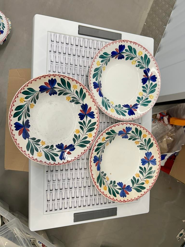 3x Diep Bord 23cm Decor 201B met pollingrand, Gebruikt, Keramiek, Div, Ophalen of Verzenden