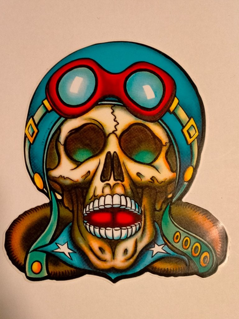 Gothic skull helm biker motor vintage logo sticker RARE 2, Verzenden, Zo goed als nieuw, Overige typen